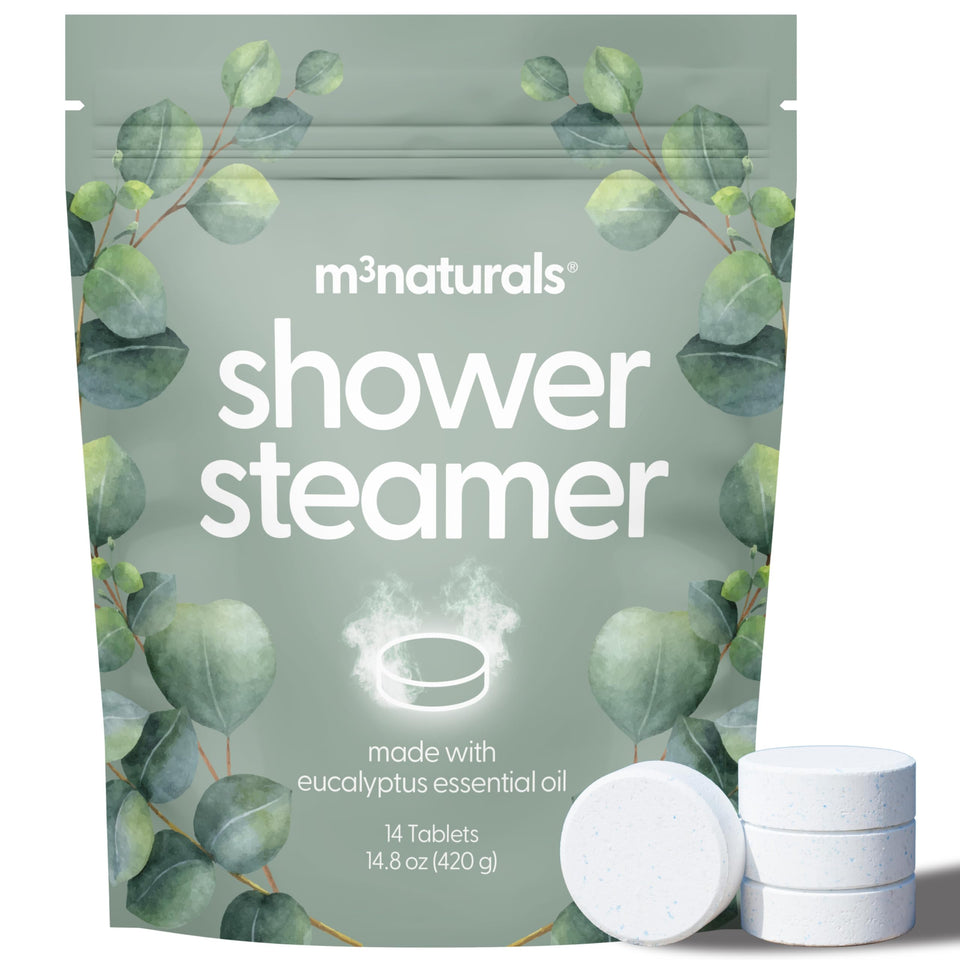 M3 Naturals front packaging showing eucalyptus steamers and benefits