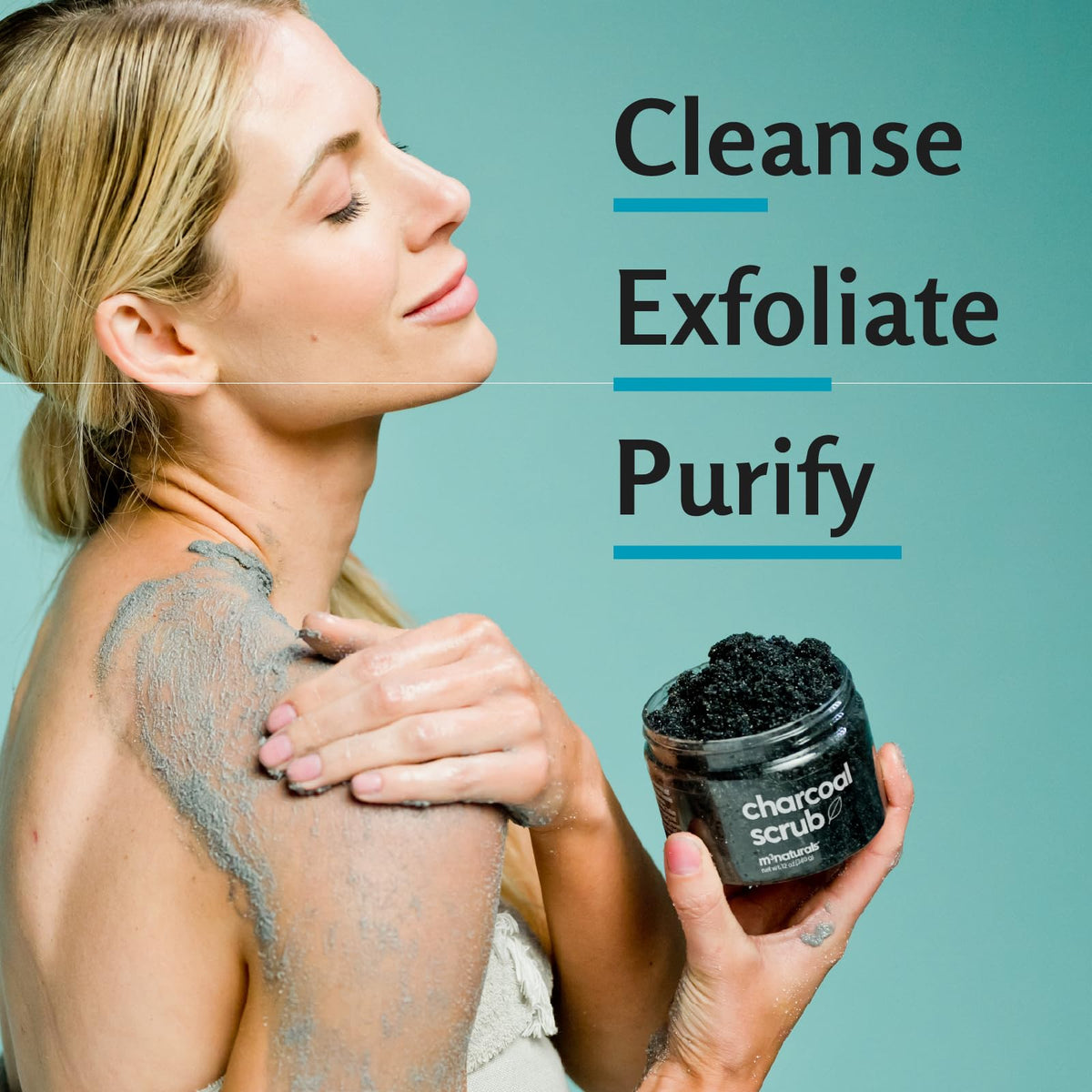 M3 Naturals label highlighting collagen and plant stem-cell ingredients benefit