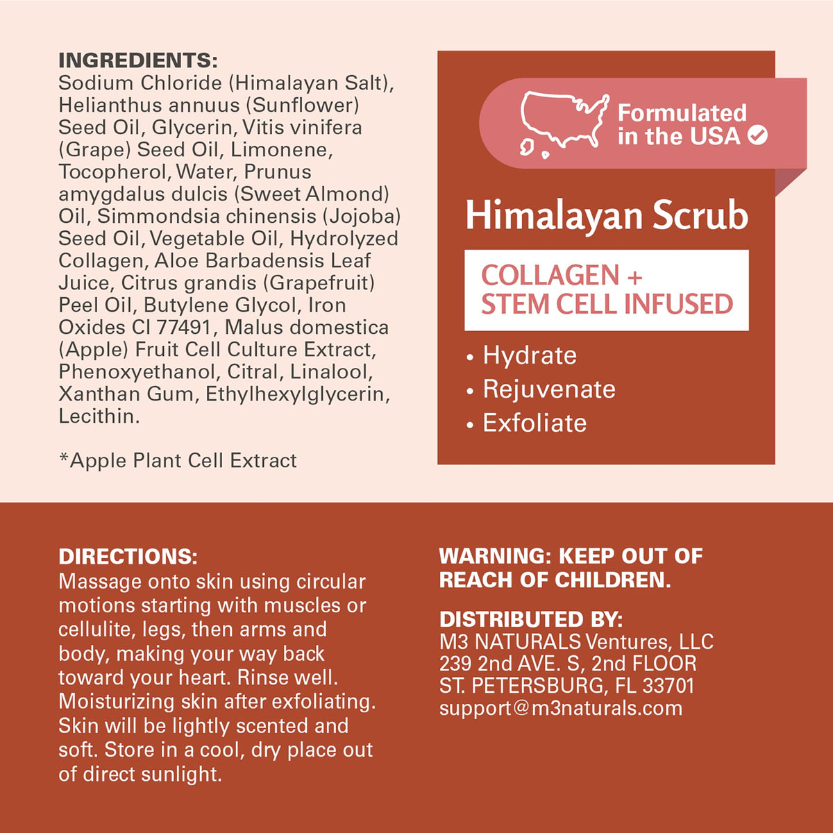 Close-up texture of M3 Naturals Himalayan salt scrub showing grain and oil for smoothing
