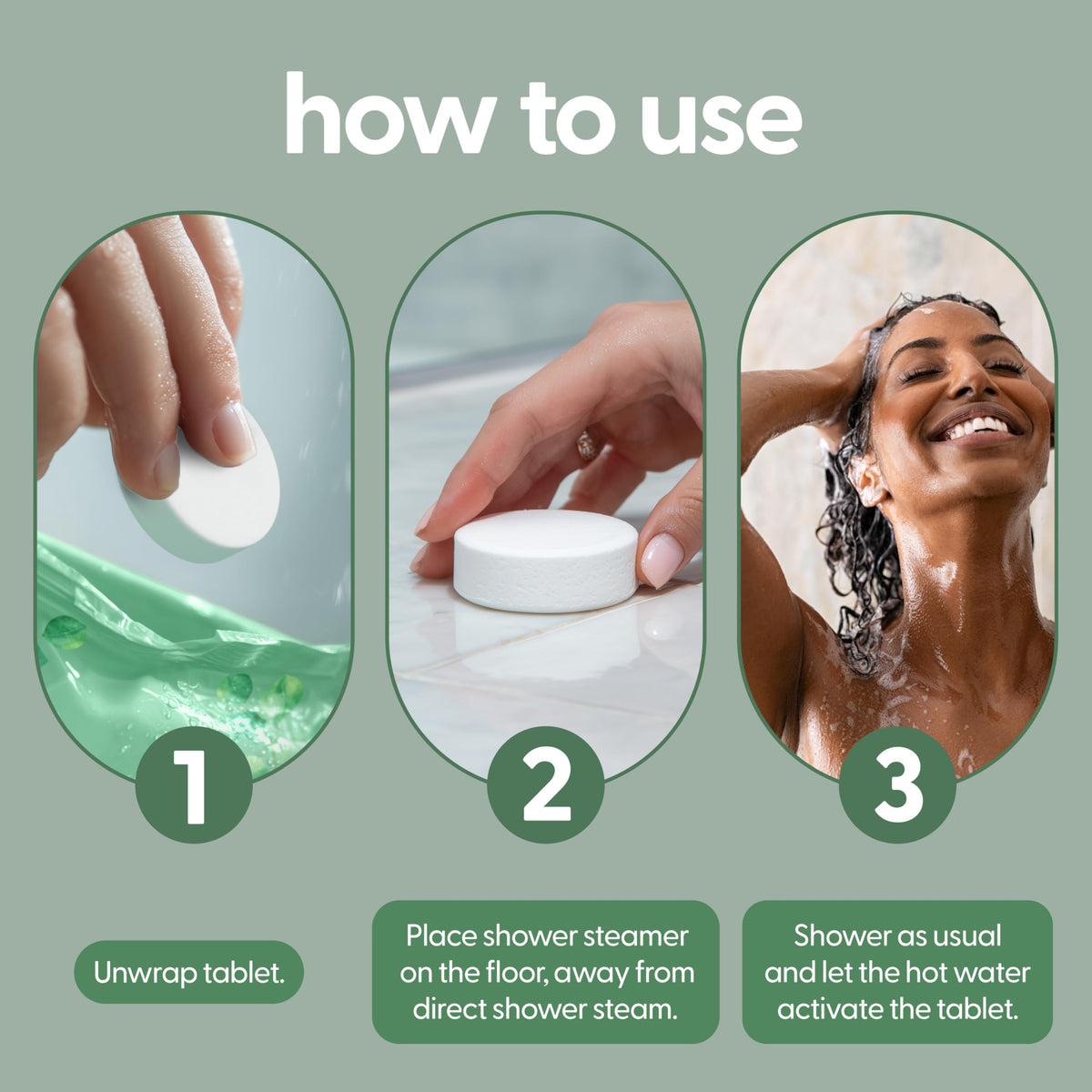 M3 Naturals steam around head in bathroom for quick sinus relief
