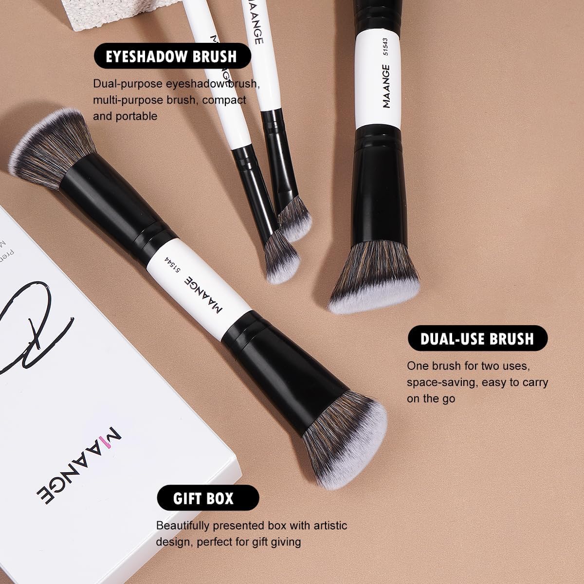 MAANGE close-up of brush ends illustrating shape variety and precision