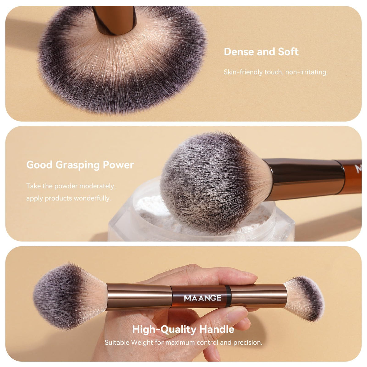 MAANGE brushes in open travel bag protecting bristles and organizing tools