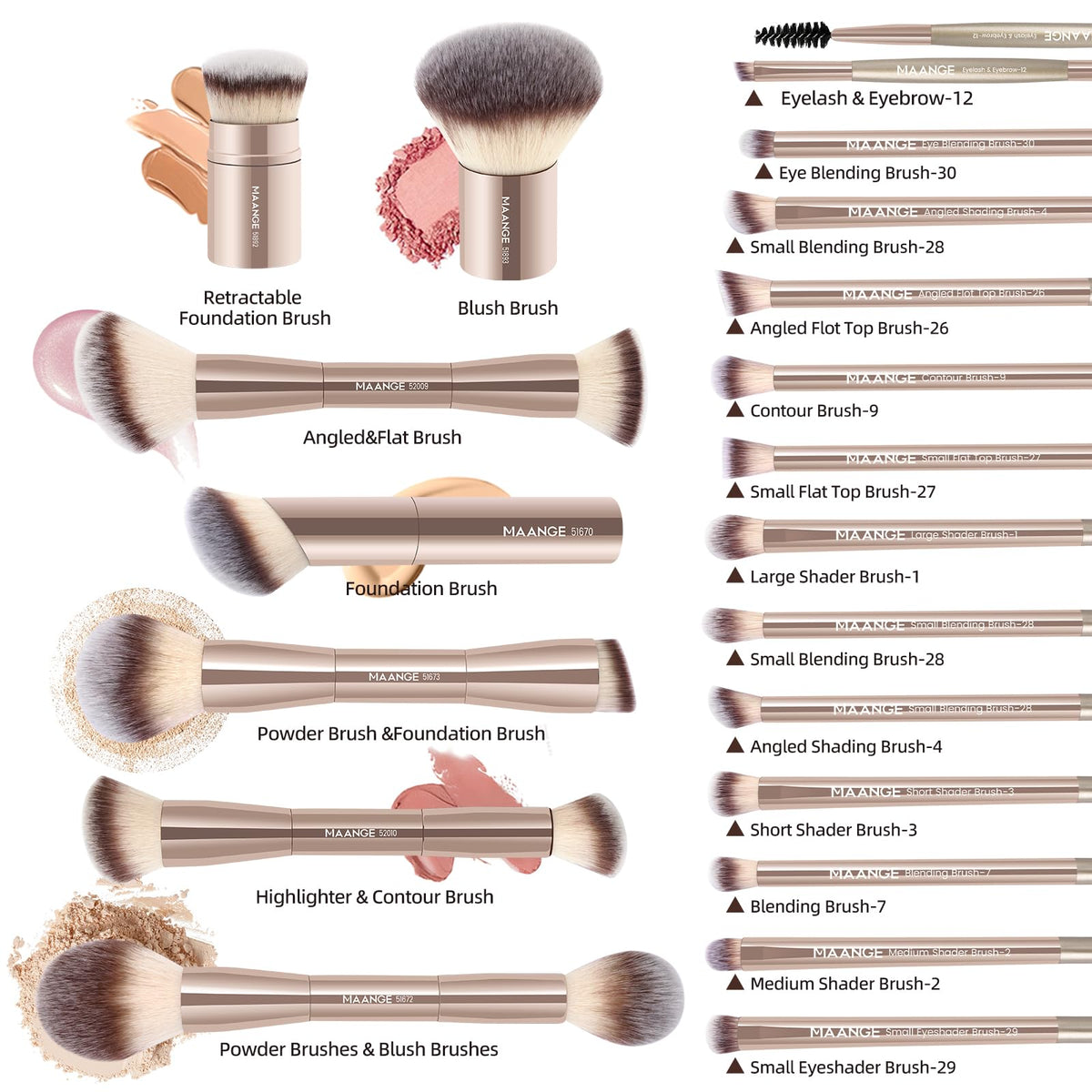 MAANGE brushes in use applying foundation for faster, professional finish