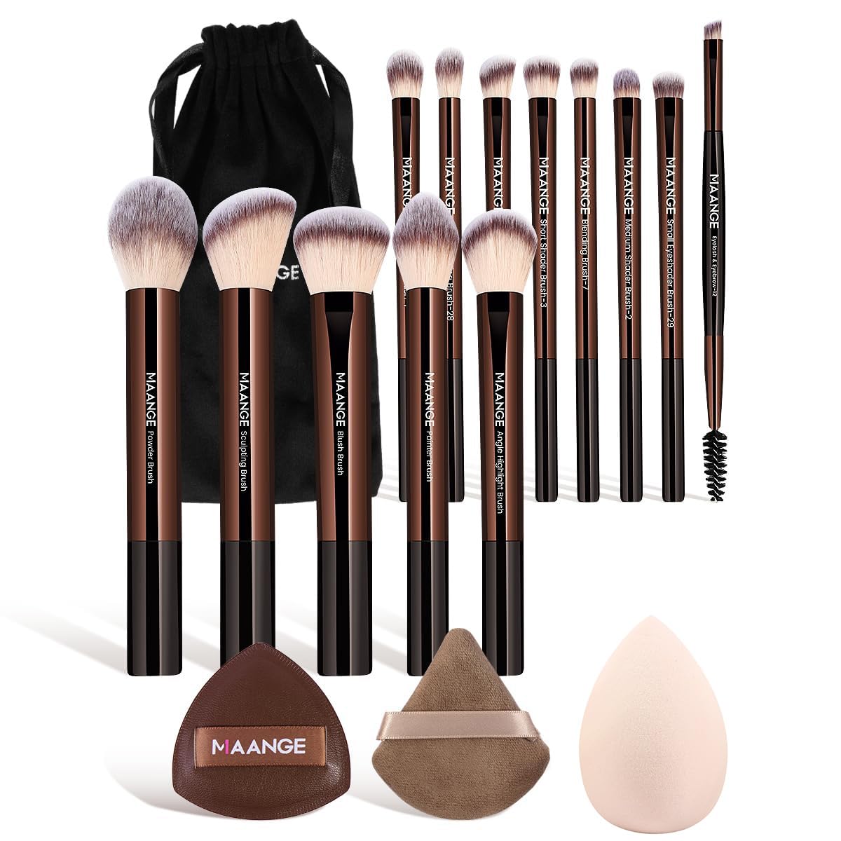 MAANGE full coffee brush set front packaging, portable and complete