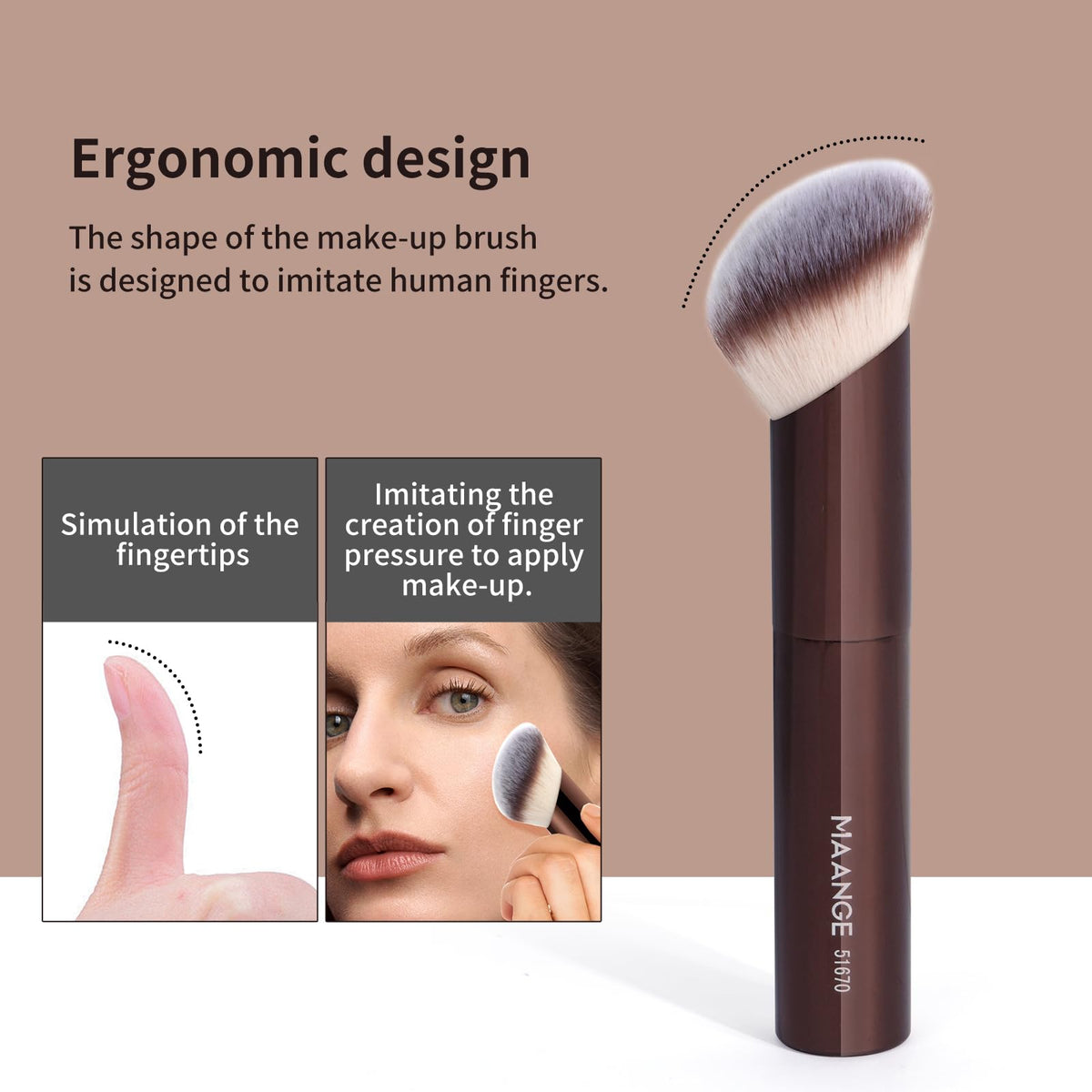 MAANGE close-up of a double-ended kabuki brush demonstrating multipurpose blending