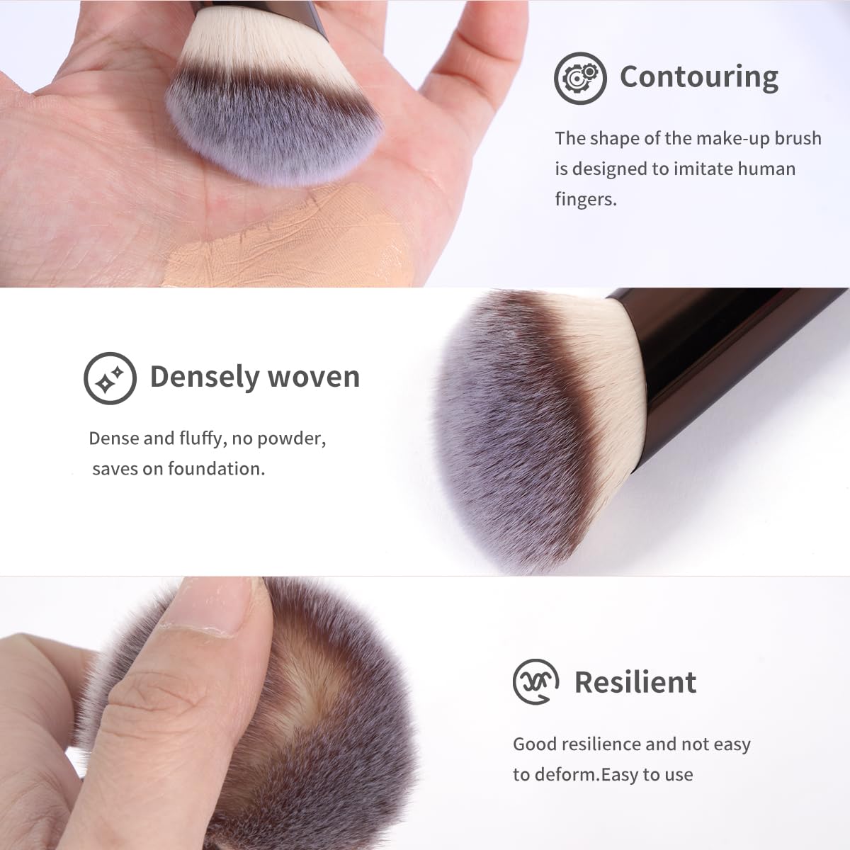 MAANGE foundation brush applying liquid foundation, ensures smooth coverage