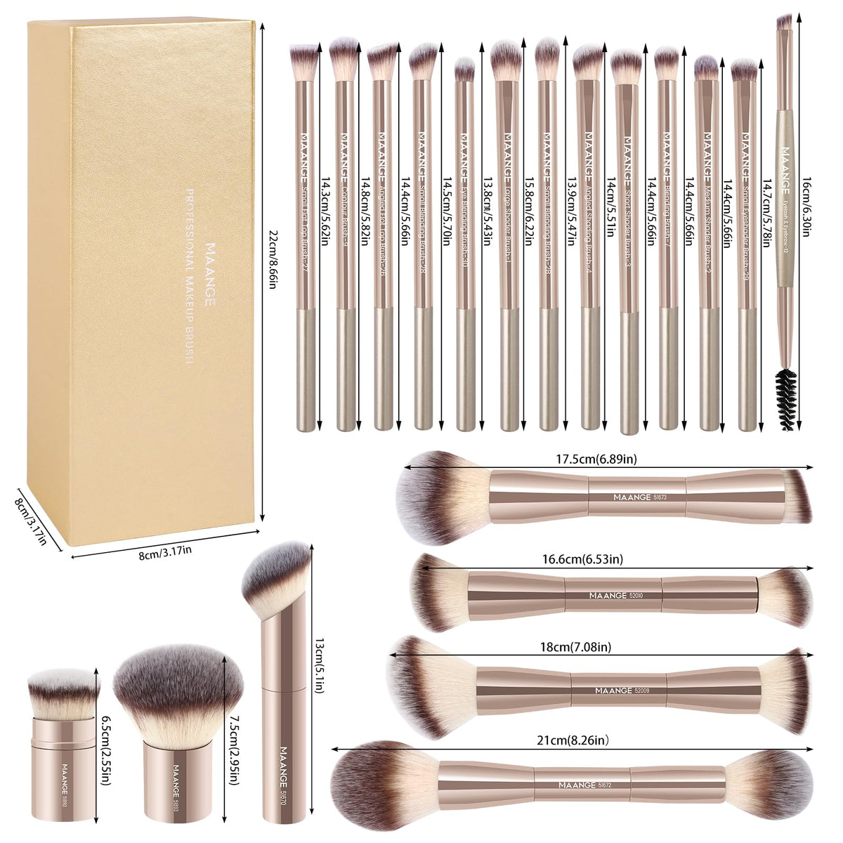 MAANGE gift box opened with brushes displayed for easy gifting and protection