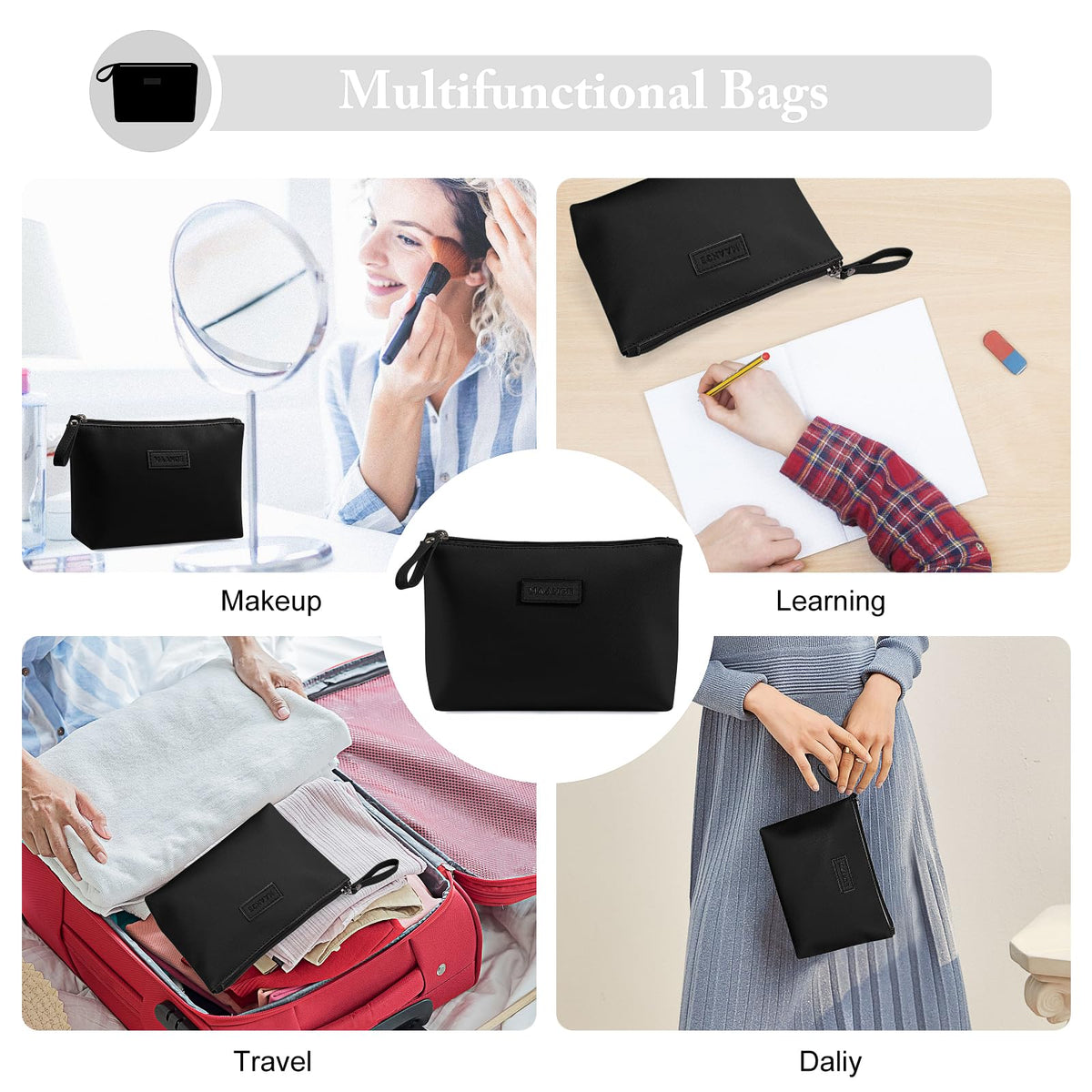 MAANGE lifestyle image inside a handbag showing quick grab-and-go convenience