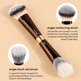MAANGE brush held in hand for scale showing compact travel size and easy handling benefit