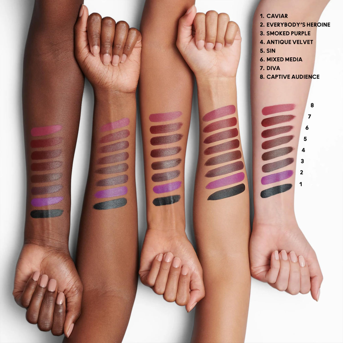 MAC Diva swatch on arm demonstrating rich color payoff and buildable coverage for shade reference