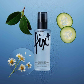 MAC Fixt Original 100 ml next to everyday items to show travel-friendly size benefit