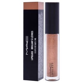 MAC Lipglass held in hand for size comparison and travel-friendly benefit