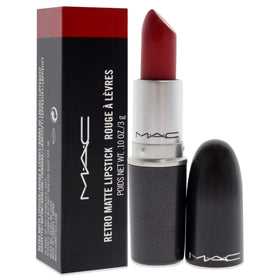 MAC Ruby Woo worn on lips close-up illustrating bold defined look