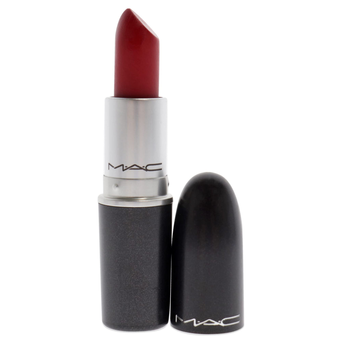 MAC Ruby Woo swatch on arm demonstrating rich pigment benefit