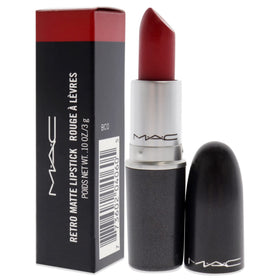 MAC Ruby Woo texture close-up highlighting matte finish and coverage