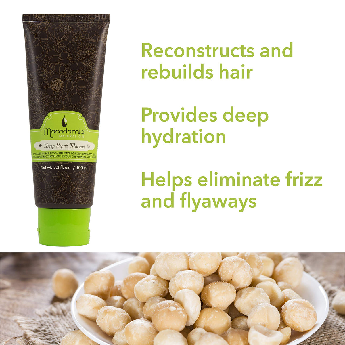 Macadamia Natural Oil before and after hair results showing smoother shinier strands after use