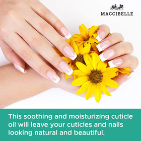 Maccibelle applied to fingertip to soften cuticle and hydrate nails
