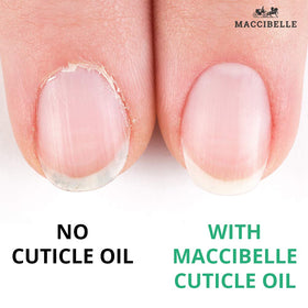 Maccibelle oil texture on skin demonstrating fast absorption benefit