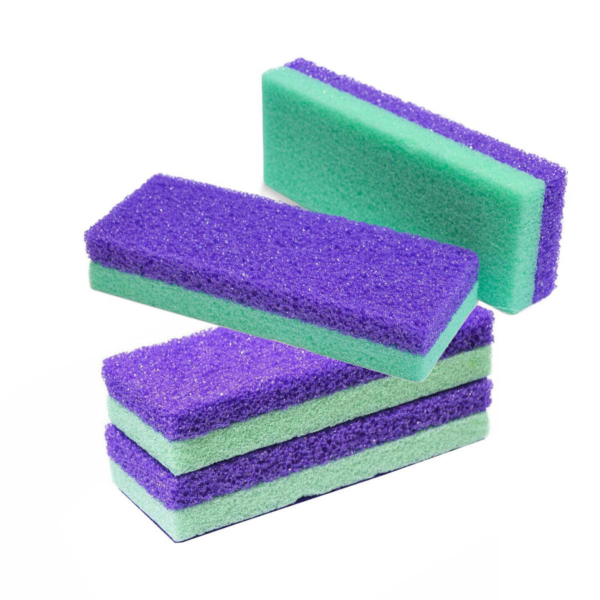 Maccibelle front view of four pumice stones showcasing professional packaging and benefits