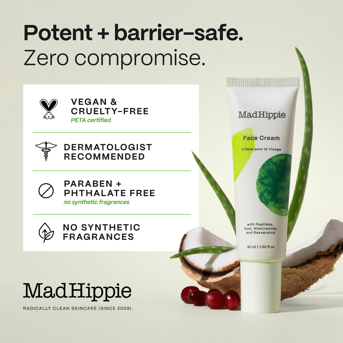 Mad Hippie face cream on bathroom shelf suggesting daily routine benefit