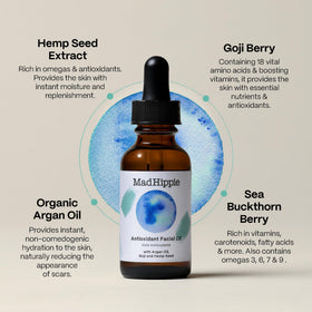 Mad Hippie label close-up highlighting ingredient list and natural sourcing benefits
