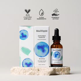 Mad Hippie oil texture spread on skin, showing lightweight absorption and smooth finish