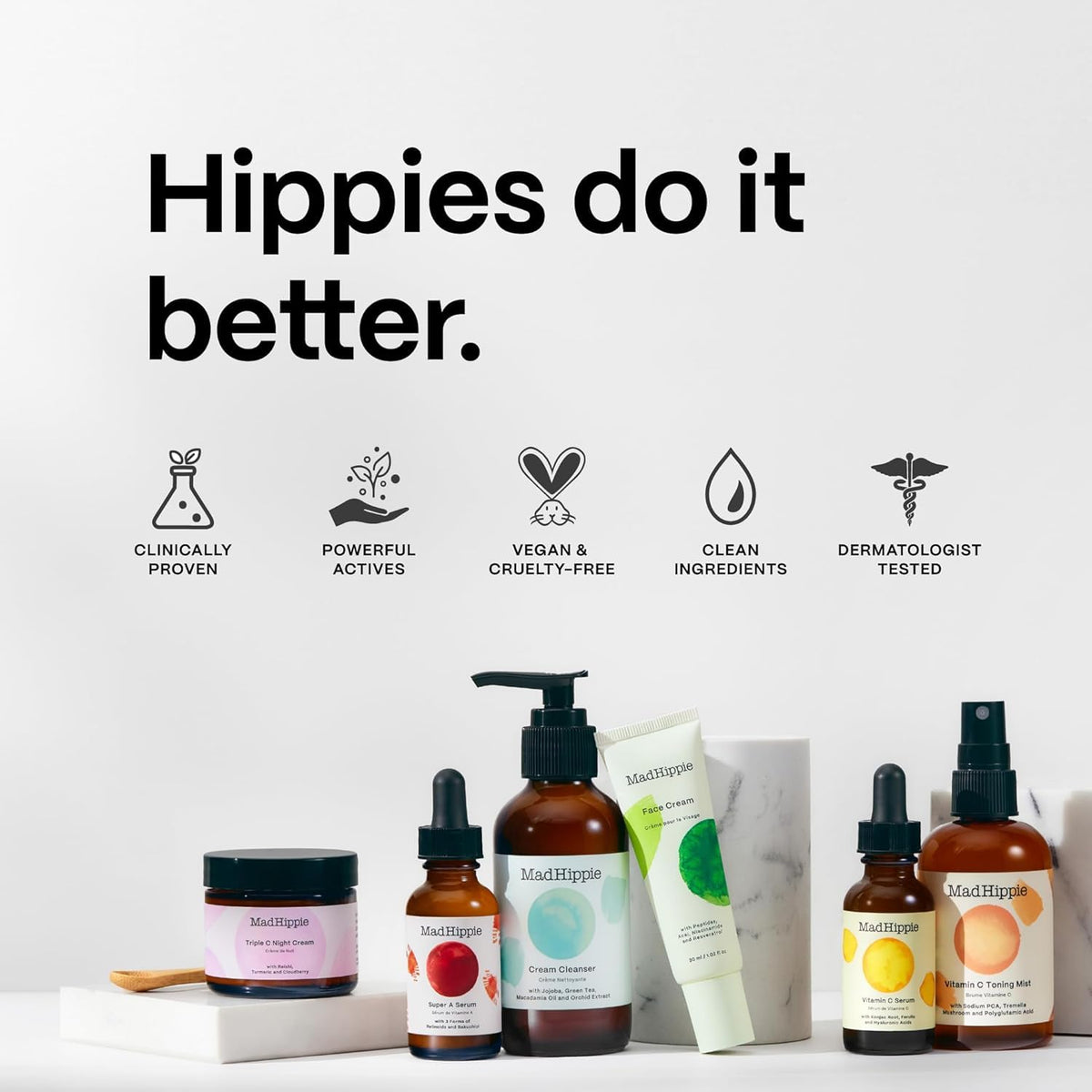 Mad Hippie oil mixed with vitamin C serum to show compatibility and enhanced glide