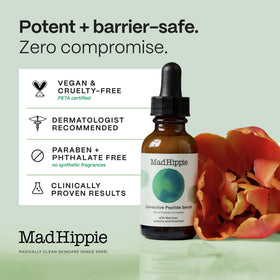 Mad Hippie back label and ingredient list highlighting clean formulation