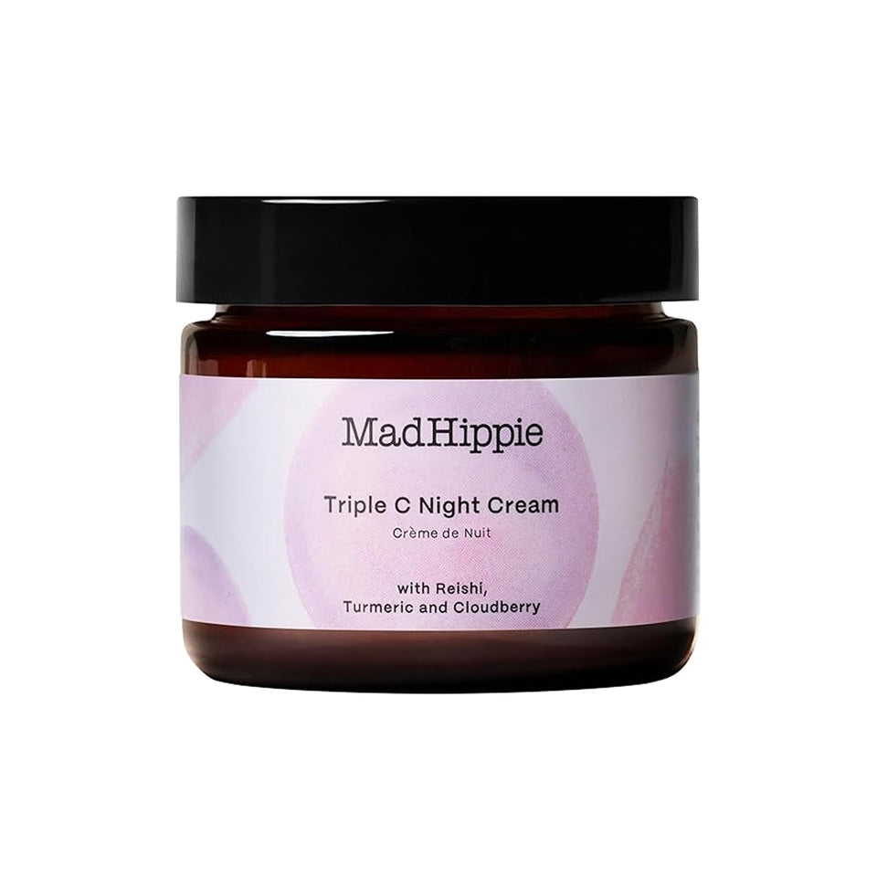 Mad Hippie jar front view showing label and night cream benefits