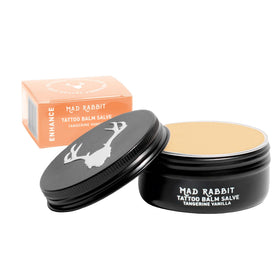 Mad Rabbit front jar view showing label and scent, clean presentation benefit