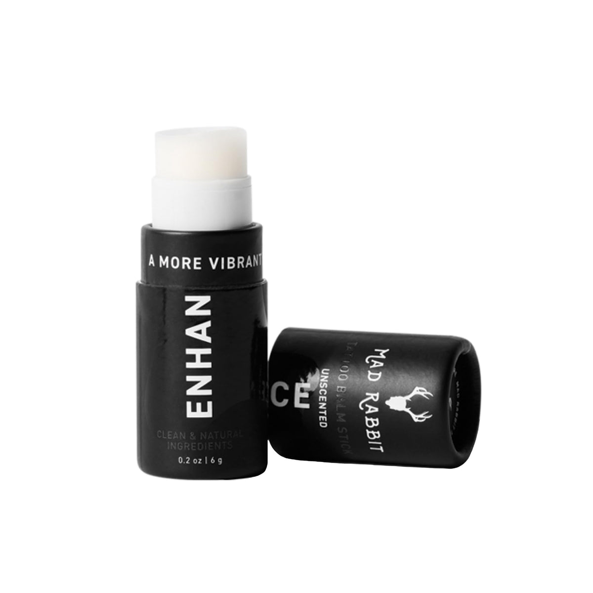 Mad Rabbit balm stick front packaging showing compact travel-ready design and brand