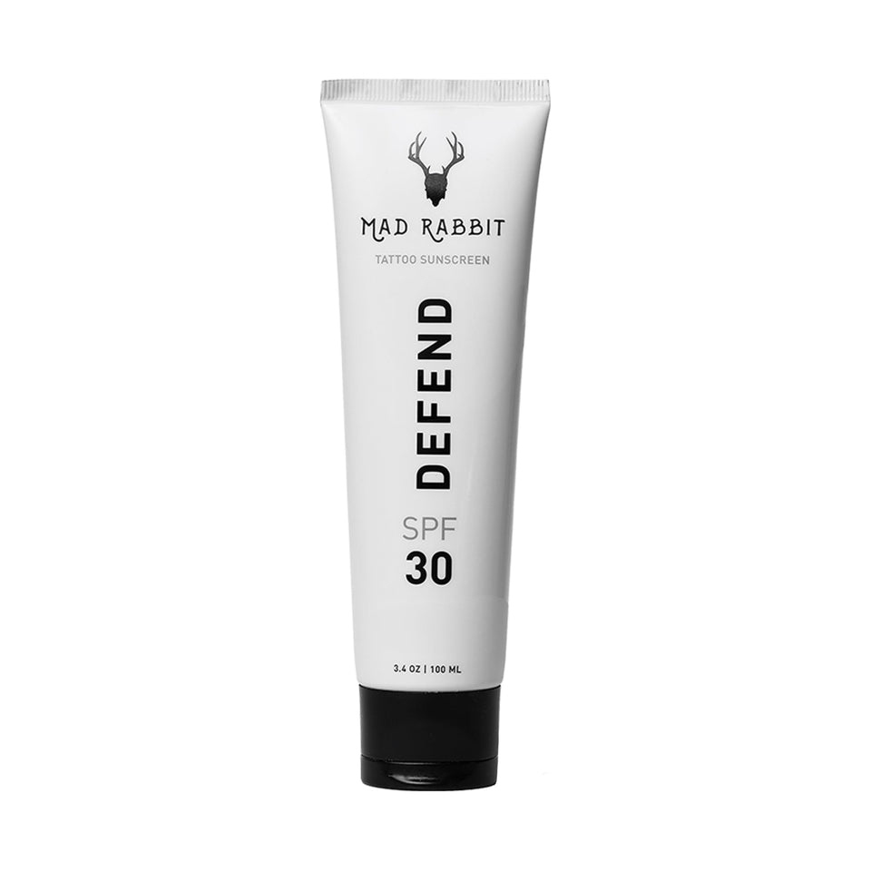 Mad Rabbit front tube showing label and easy-squeeze cap for daily protection