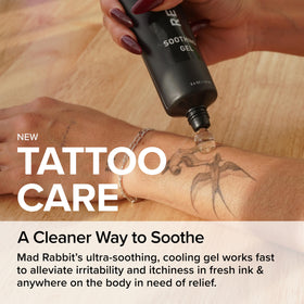 Mad Rabbit gel being applied to skin illustrating easy absorption and itch relief