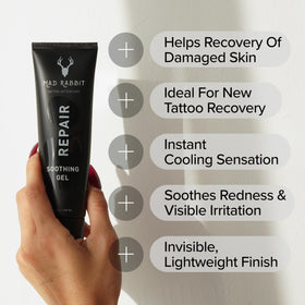Mad Rabbit gel texture close-up showing clear cooling gel consistency for quick relief