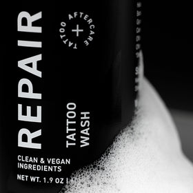 Mad Rabbit pump dispensing gentle foam for clean tattoos