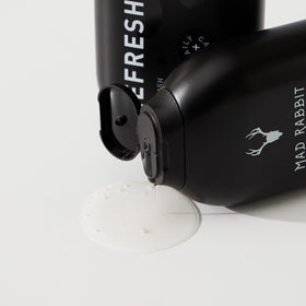 Mad Rabbit ingredient label close-up, lists plant collagen and green tea extract