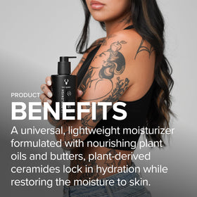 Mad Rabbit pump dispensing lotion demonstrating easy, mess-free application