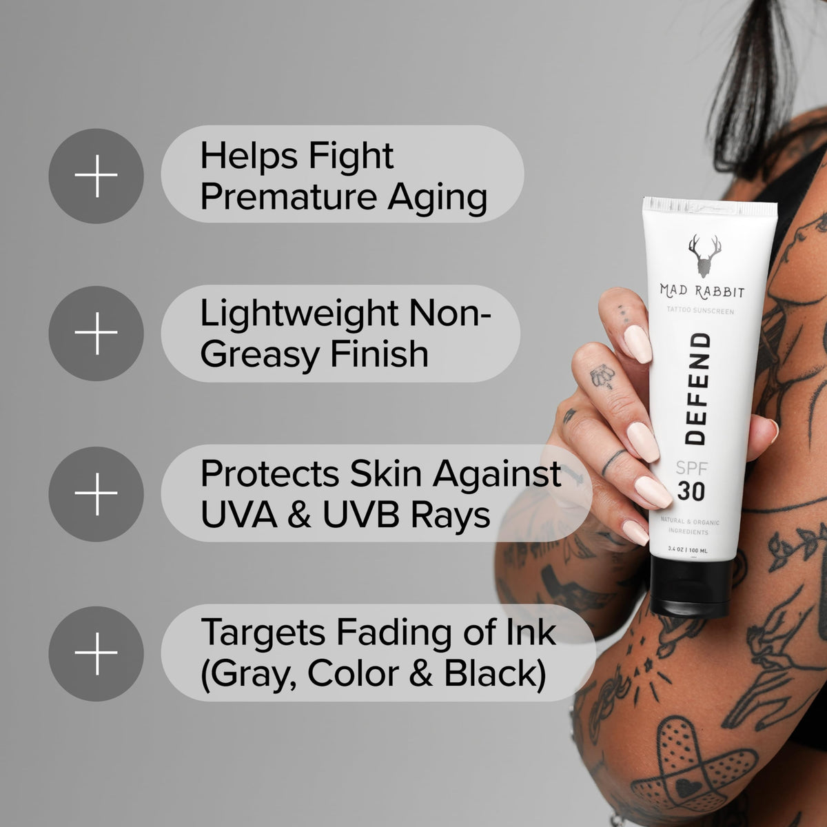 Mad Rabbit lotion texture close-up highlighting smooth mineral finish and hydration