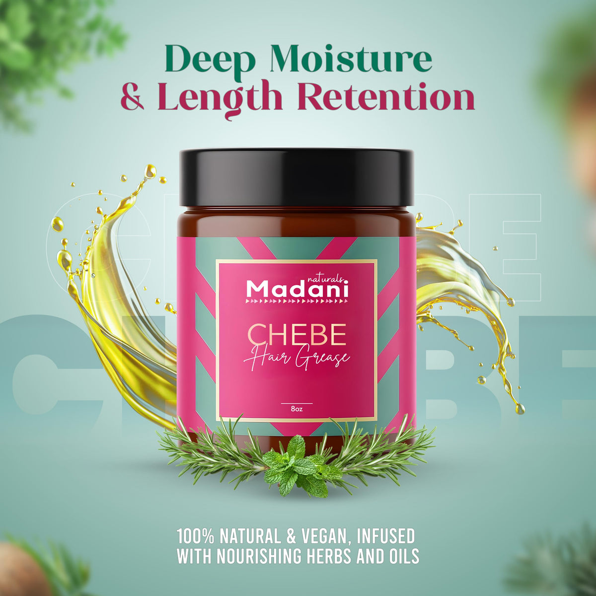 Madani Naturals applied to scalp with fingers demonstrating easy absorption and hydration