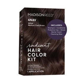 Madison Reed front packaging showing Siena Brown and benefits