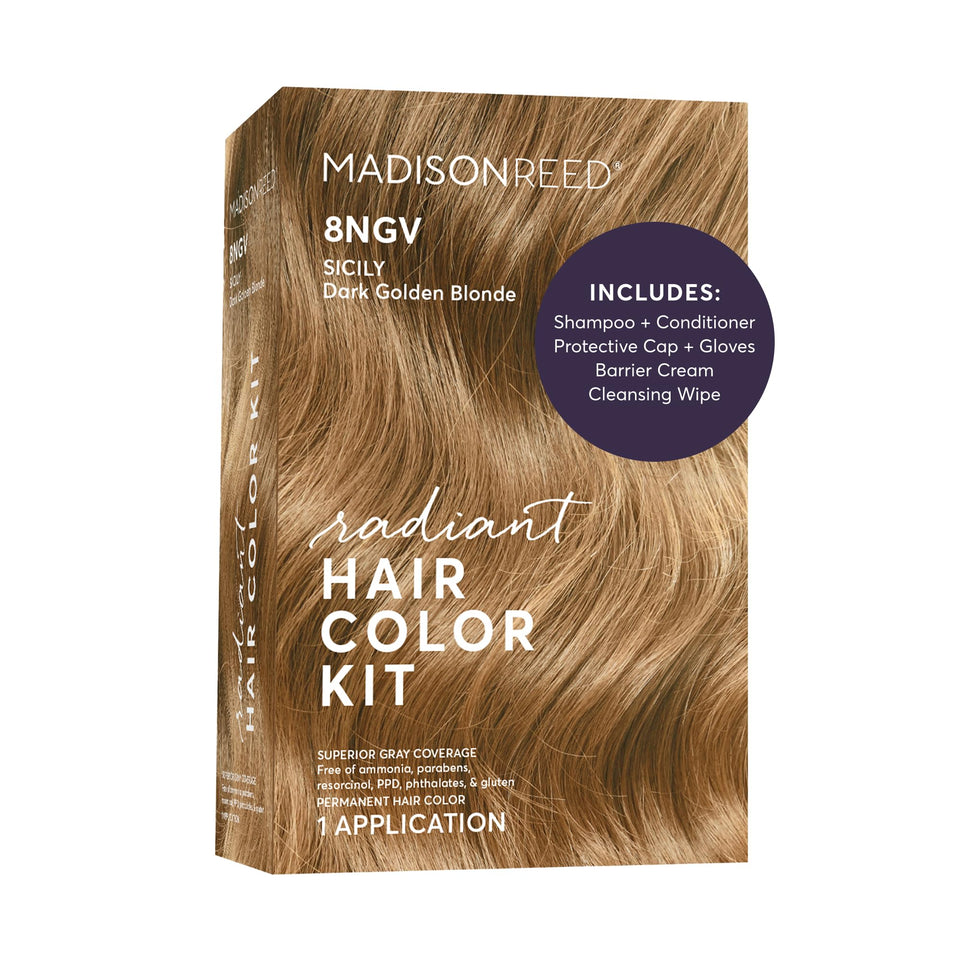 Madison Reed product front packaging showing shade 8NGV and benefits