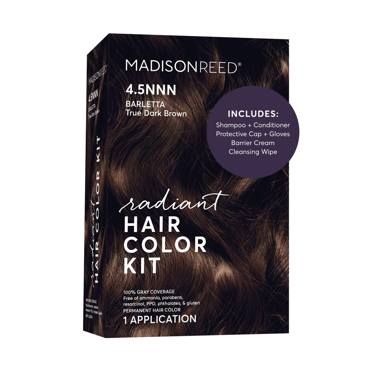 Madison Reed front packaging showing Barletta Brown and benefits
