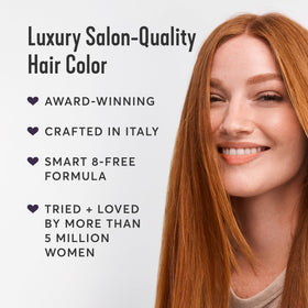 Madison Reed before and after root refresh demonstrating vivid garnet results