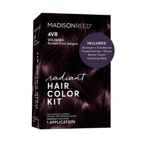 Madison Reed front packaging of 4VR showing bold violet-red shade and benefits