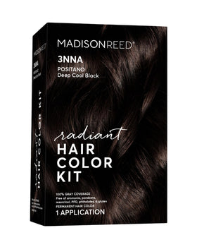 Madison Reed front packaging showing Positano Black shade and benefits