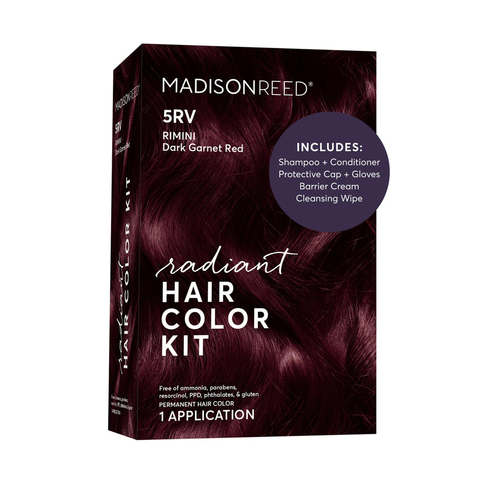 Madison Reed front packaging showing Rimini Garnet and bold color