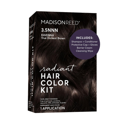 Madison Reed kit front packaging shows professional-grade permanent color benefits