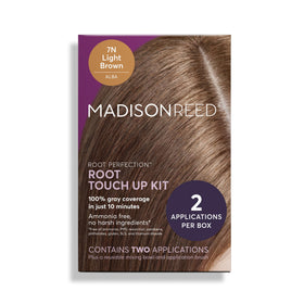 Madison Reed box front showing product name and shade 7N Alba benefits