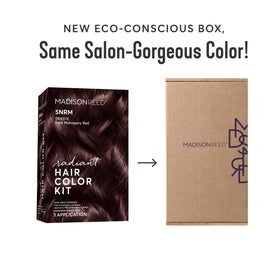 Madison Reed product next to a hand for scale showing realistic single-pack size
