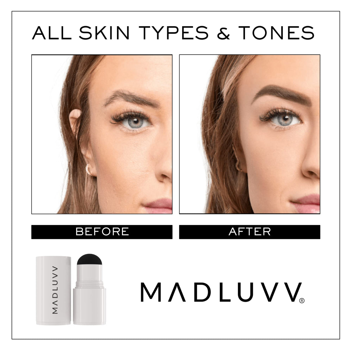 MADLUVV refill placed beside original Brow Stamp kit to show compatibility and refill purpose